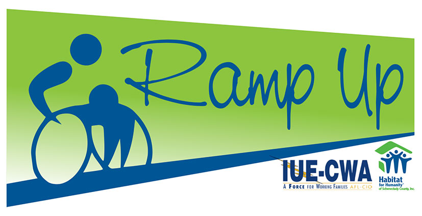 Person in wheelchair with RampUp Logo with IUE logo at the bottom